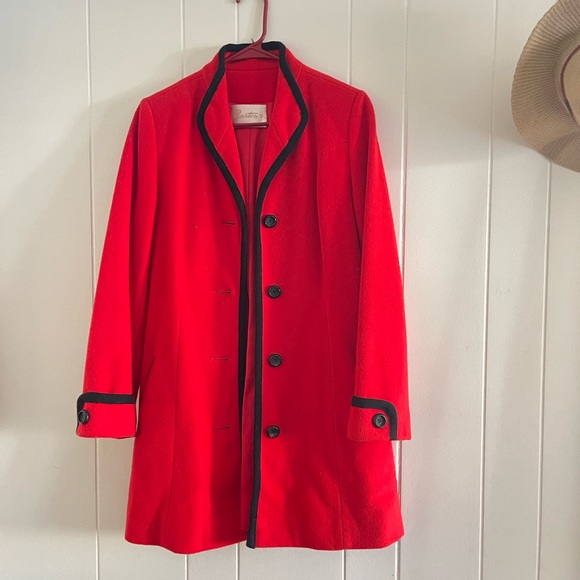 Vintage red pure wool coat union made - Picture 2 of 12